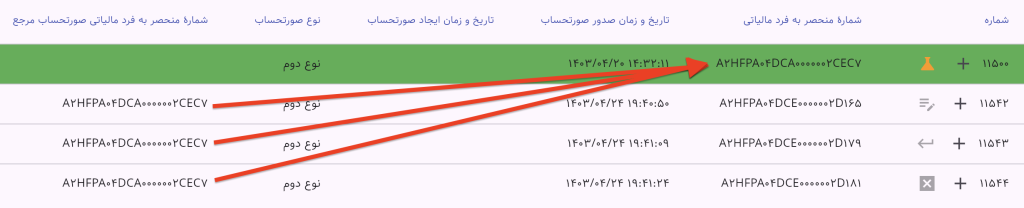 انواع صورتحساب مرتبط